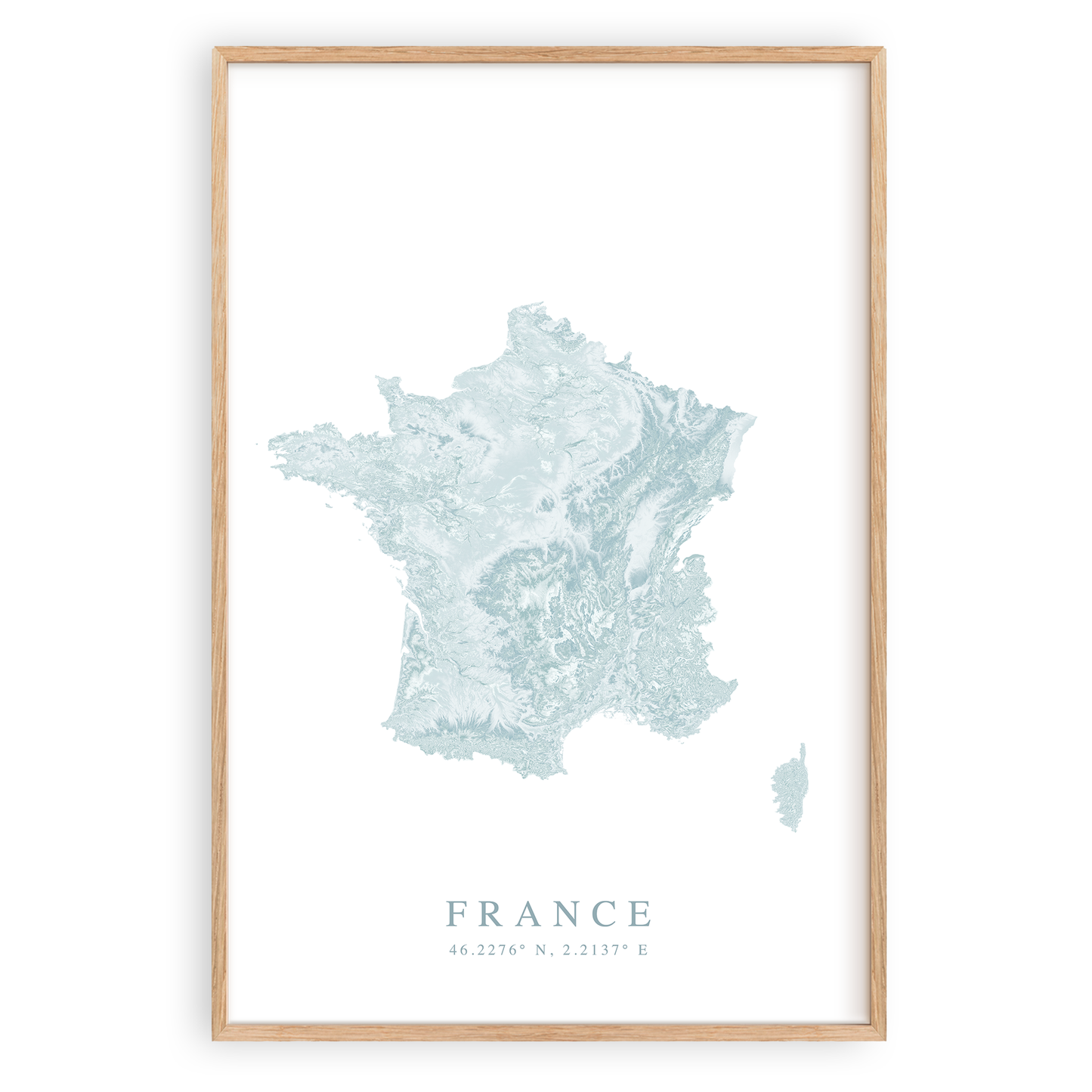 france map print in wood frame