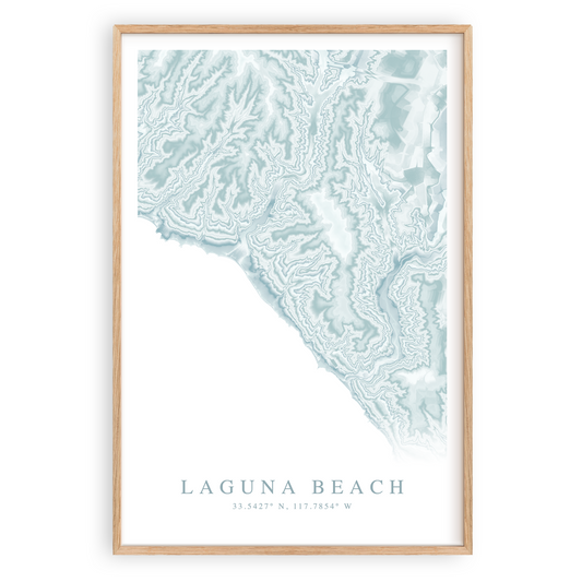 laguna beach california map print in wood frame