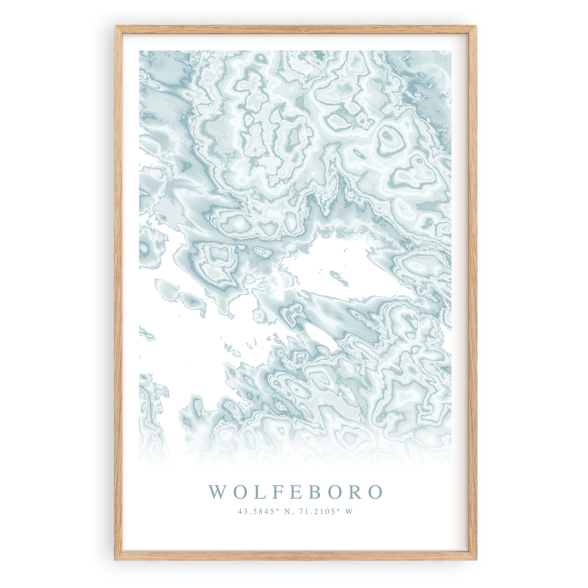 wolfeboro new hampshire map print in wood frame