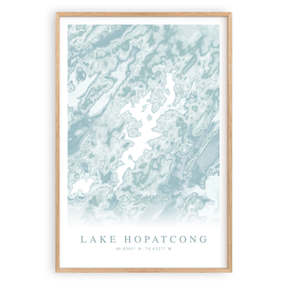 lake hopatcong new jersey map print in wood frame