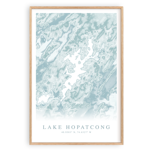 lake hopatcong new jersey map print in wood frame