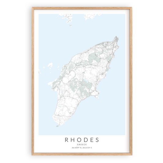 rhodes greece map print