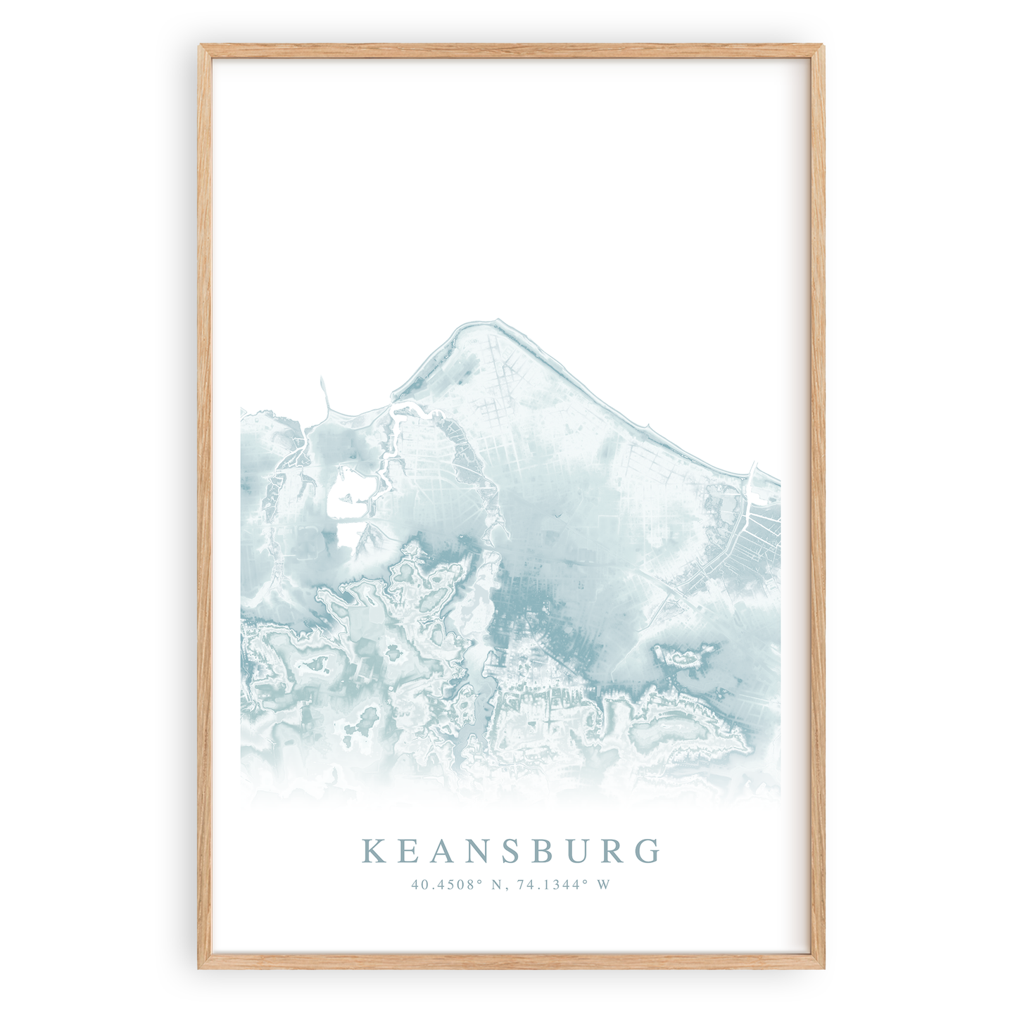 keansburg new jersey map print in wood frame