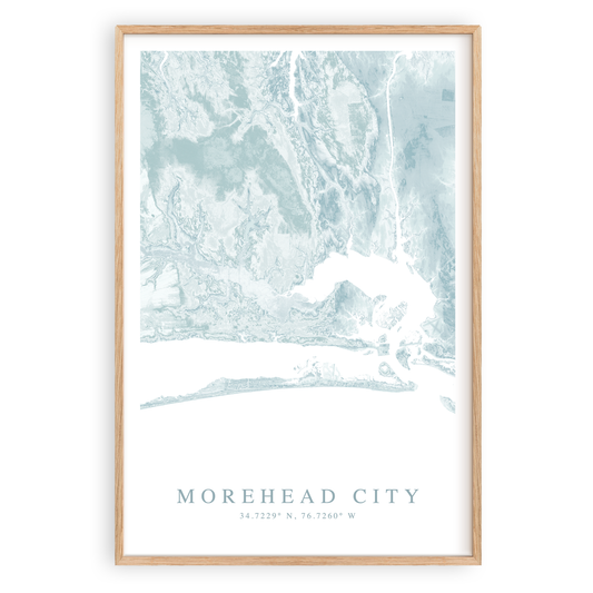 morehead city north carolina map print in wood frame