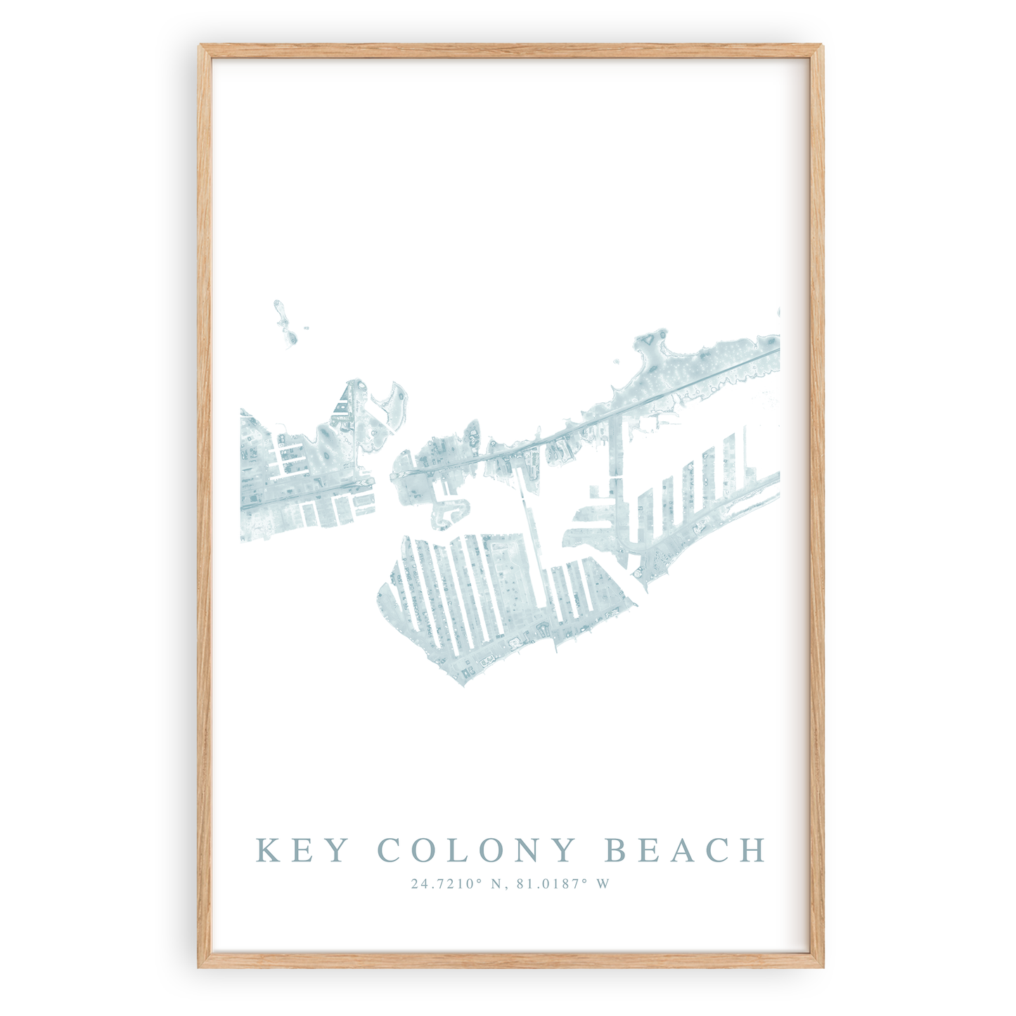 key colony beach florida map print in wood frame