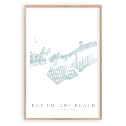 key colony beach florida map print in wood frame