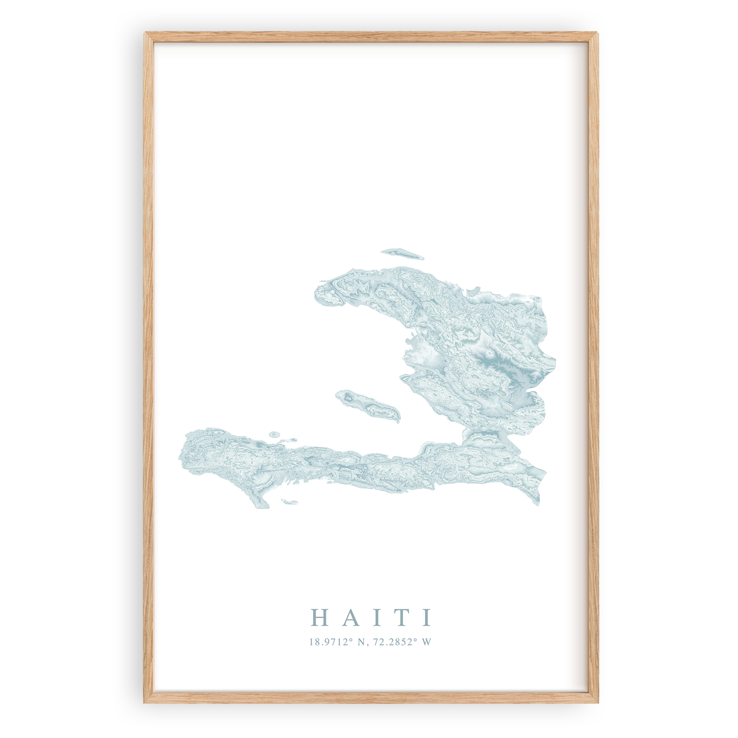 haiti map print in wood frame