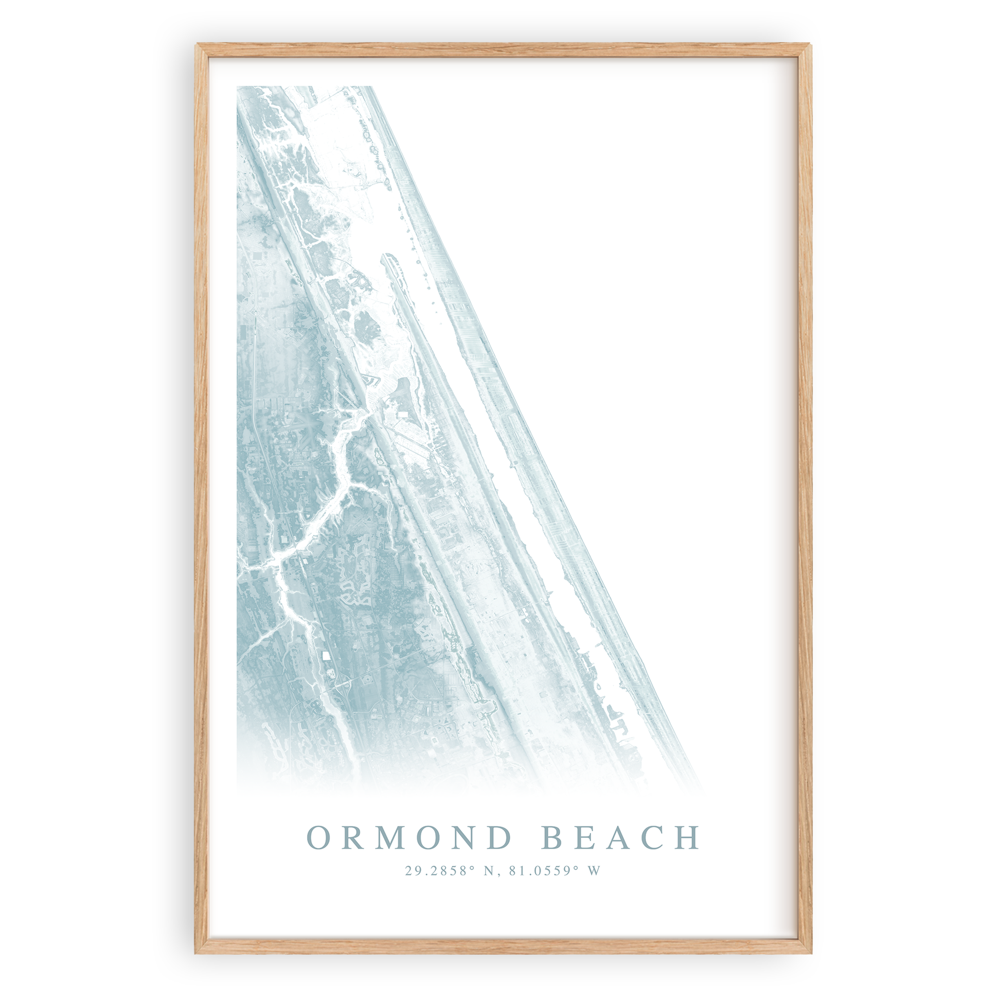 ormond beach florida map print in wood frame