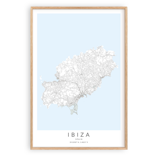 ibiza spain map print