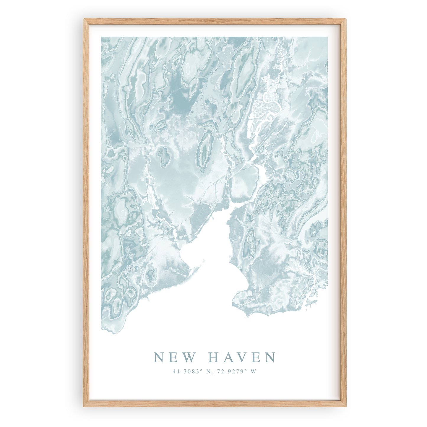 new haven connecticut map poster in wood frame