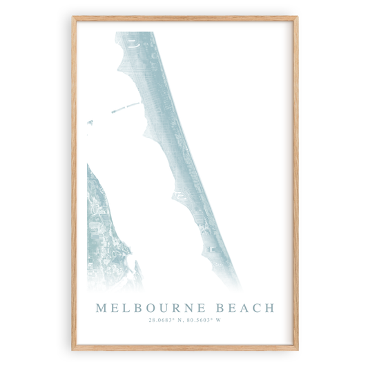 melbourne beach florida map print in wood frame