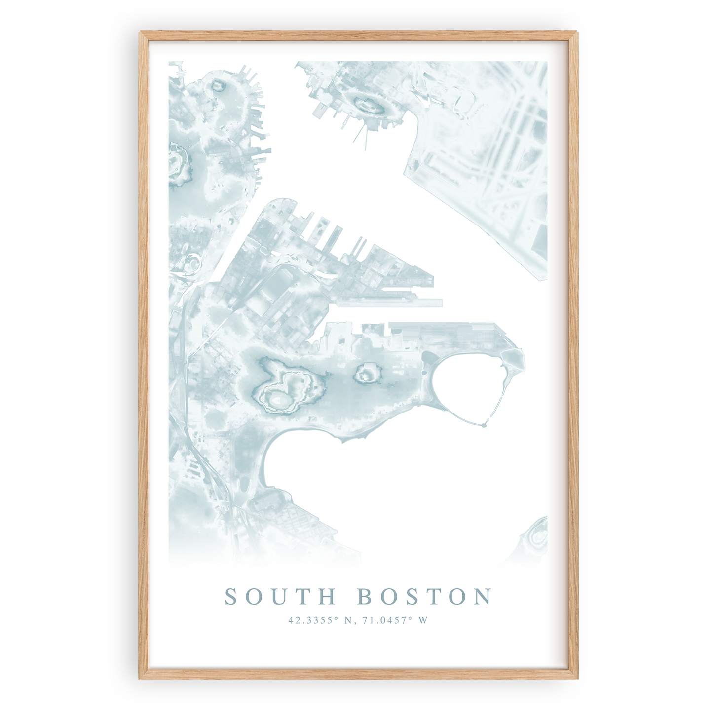 south boston map poster in wood frame