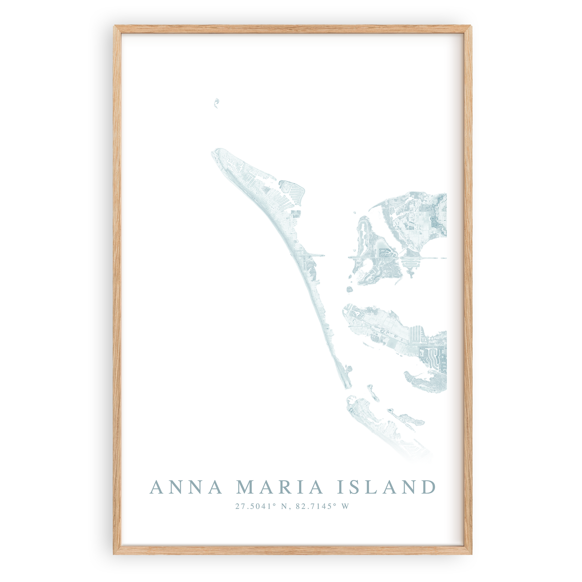 anna maria island florida map poster in wood frame