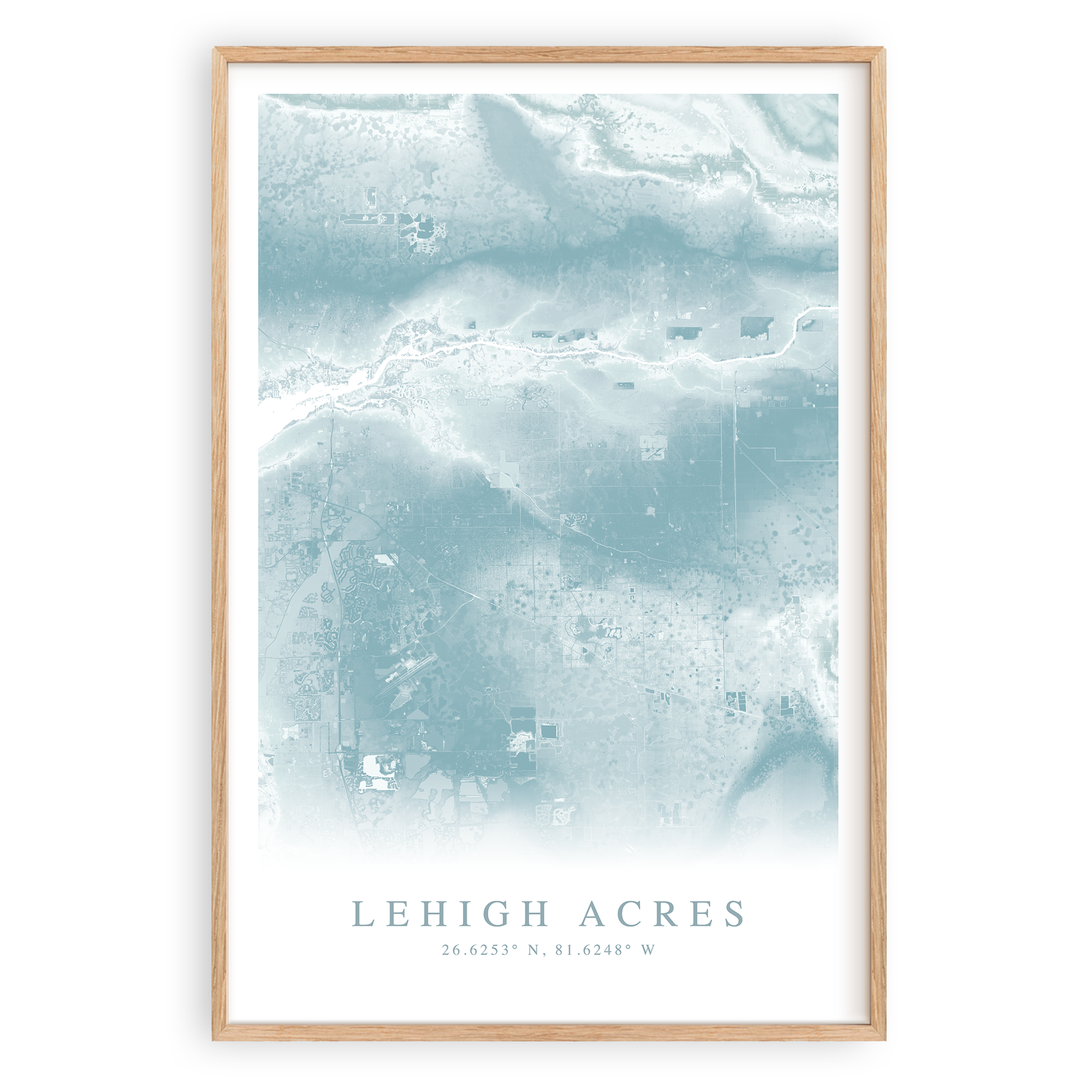 lehigh acres florida map print in wood frame