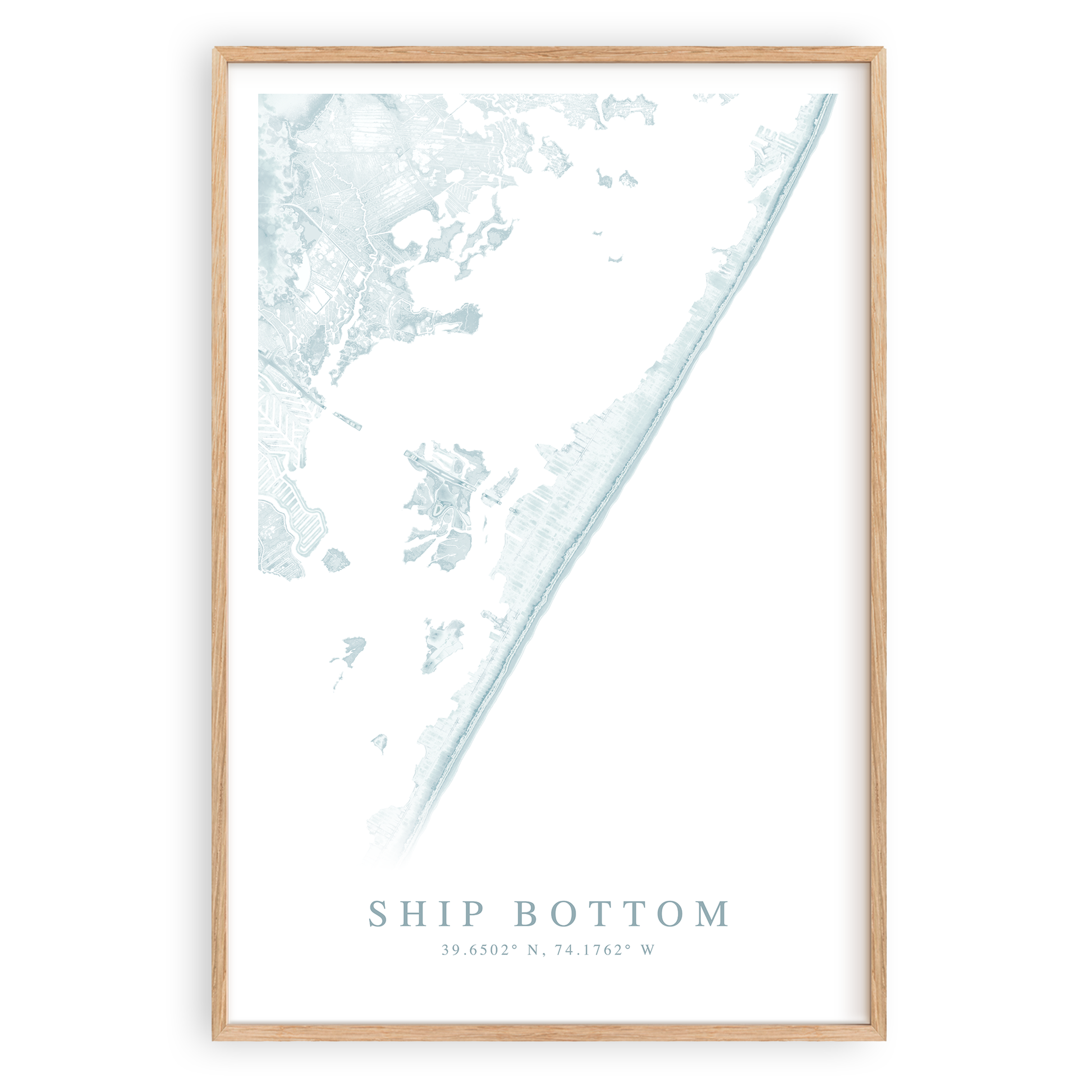 ship bottom new jersey map print in wood frame