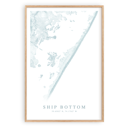 ship bottom new jersey map print in wood frame