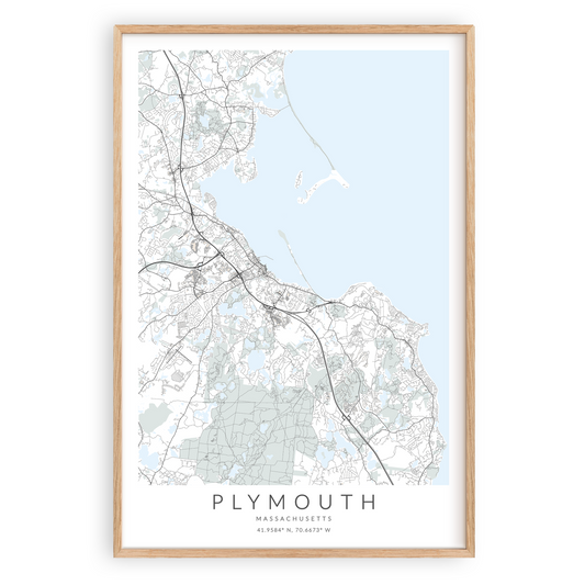 Plymouth Massachusetts Map Print