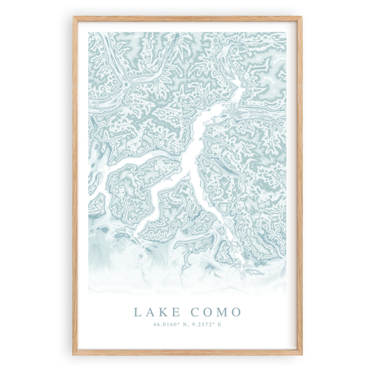 lake como italy map print in wood frame