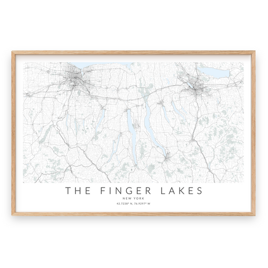 finger lakes new york map print