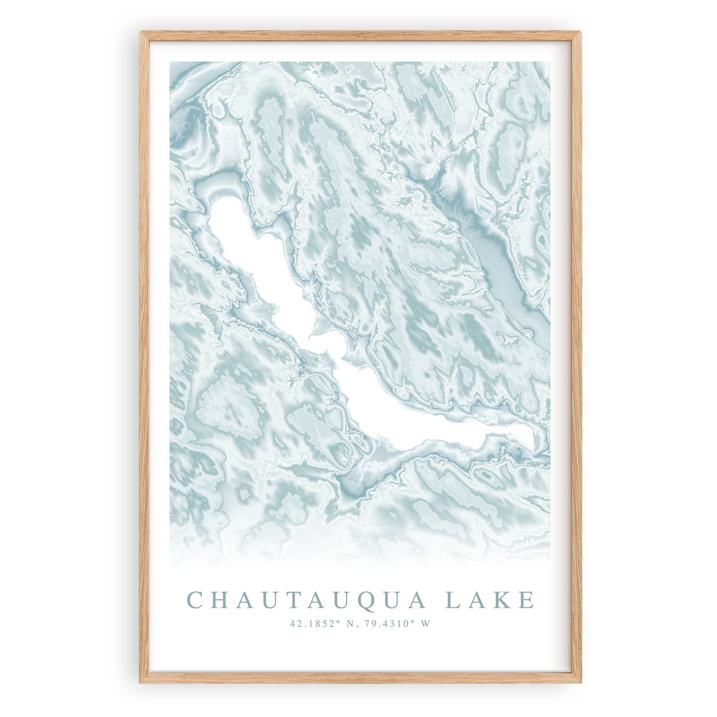 Chautauqua Lake new york map print in wood frame