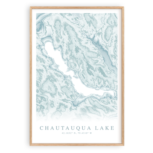 Chautauqua Lake new york map print in wood frame