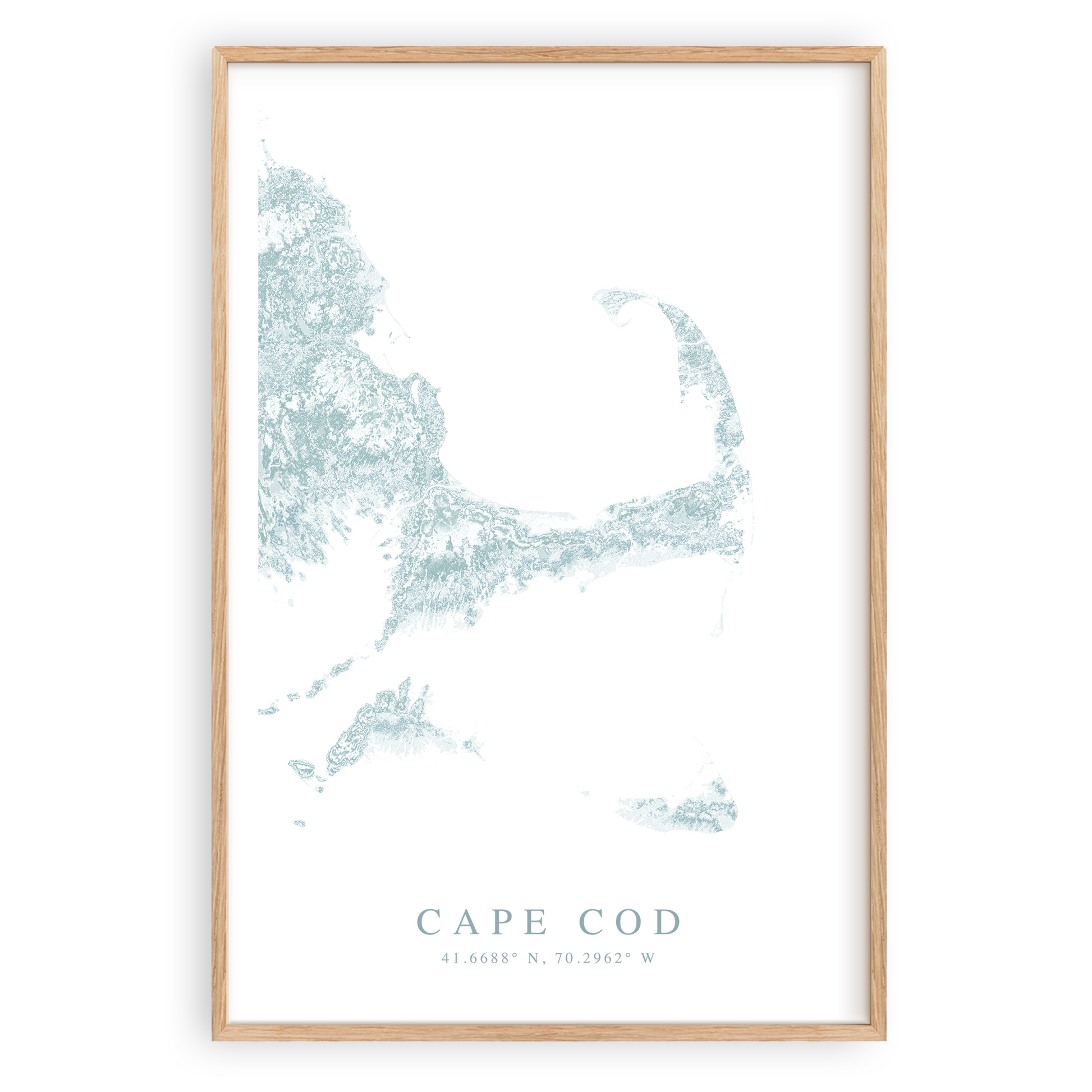 cape cod map print in wood frame