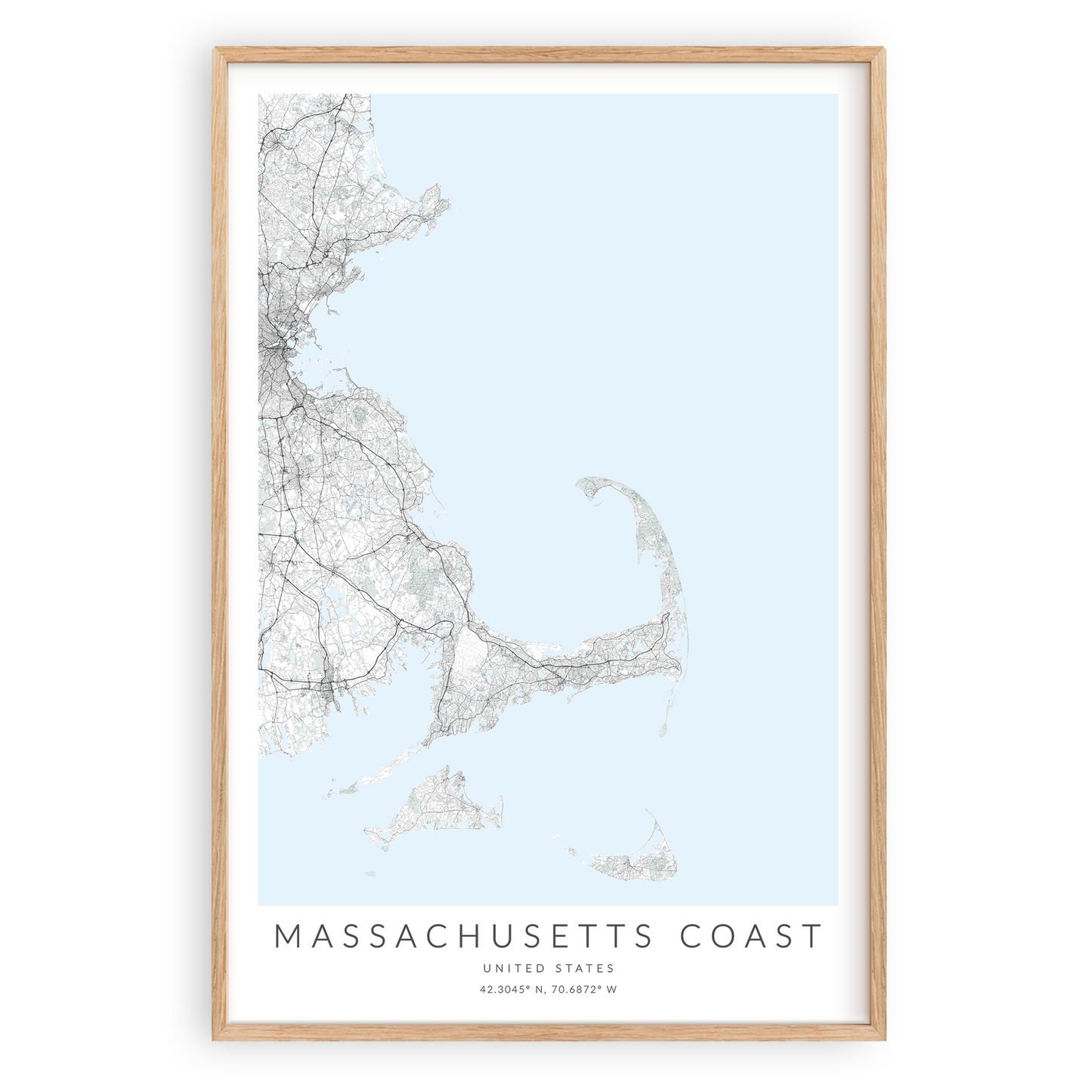 Massachusetts Coast Map Print