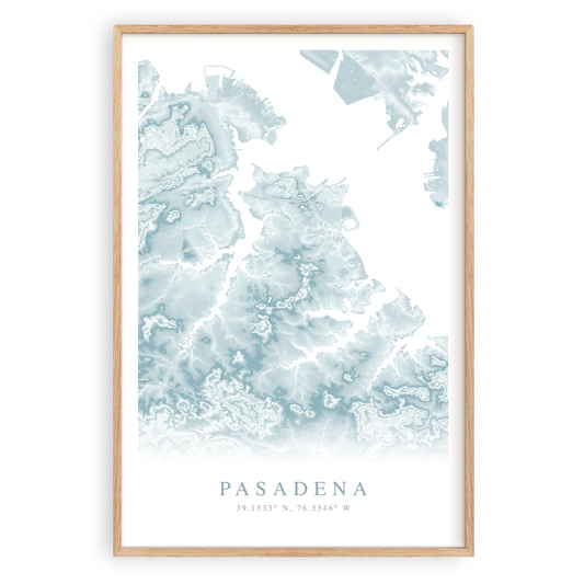 pasadena maryland map print in wood frame