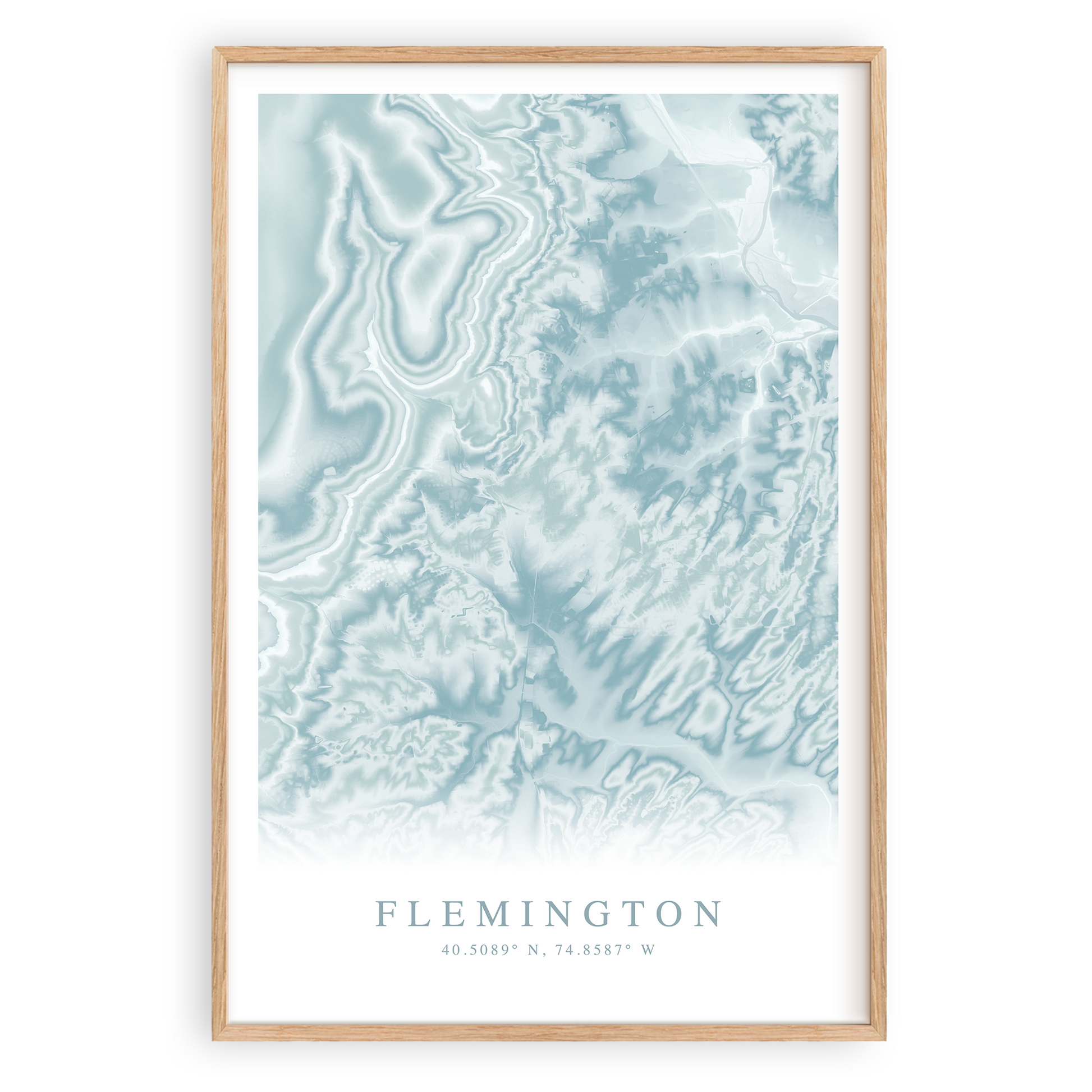 flemington new jersey map print in wood frame