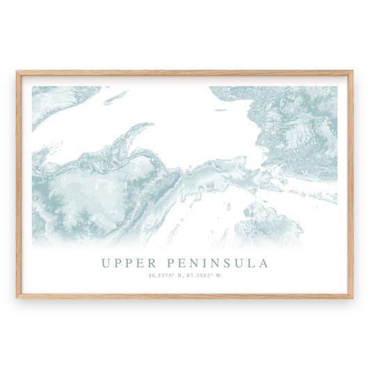 upper peninsula michigan map print