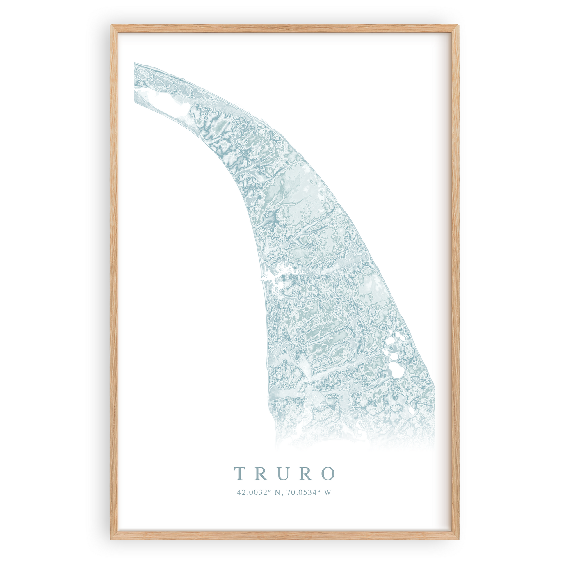 truro massachusetts map print in wood frame