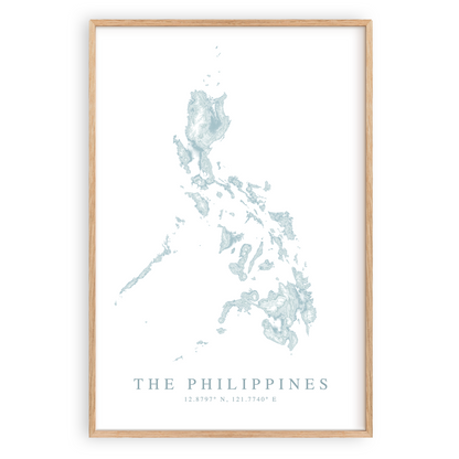 the philippines map print in wood frame