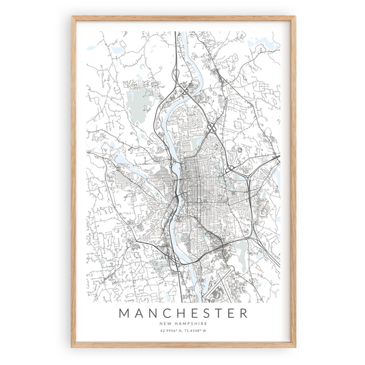 Manchester New Hampshire Map Print