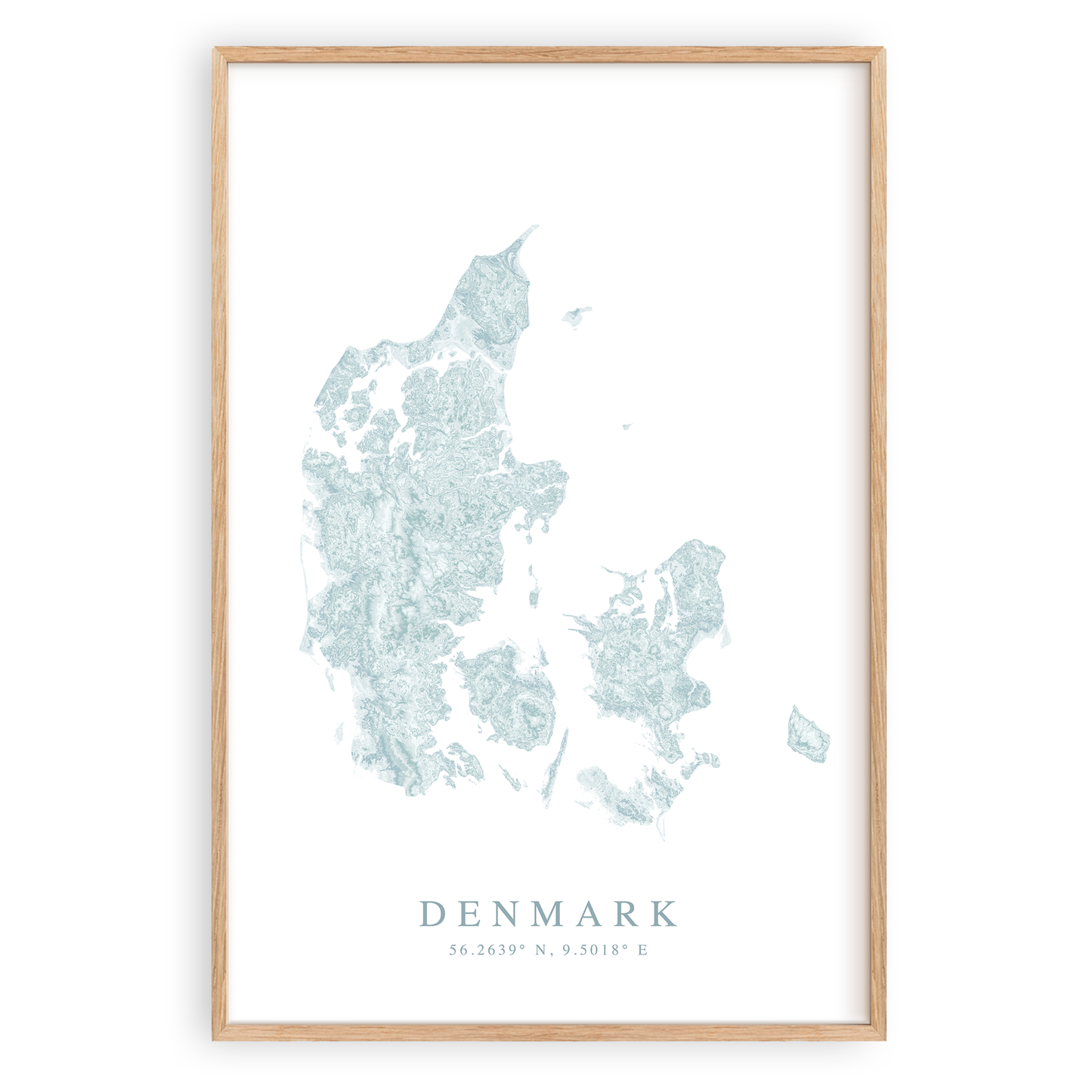 denmark map print in wood frame