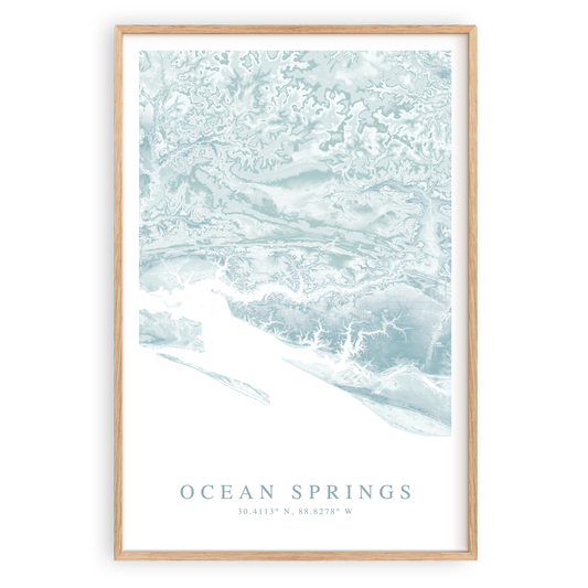 ocean springs mississippi map print in wood frame