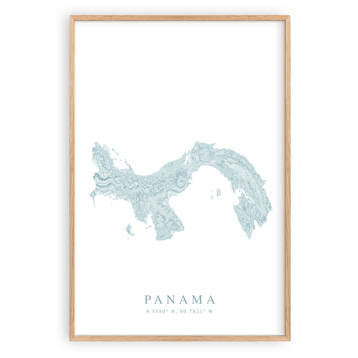 panama map print in wood frame