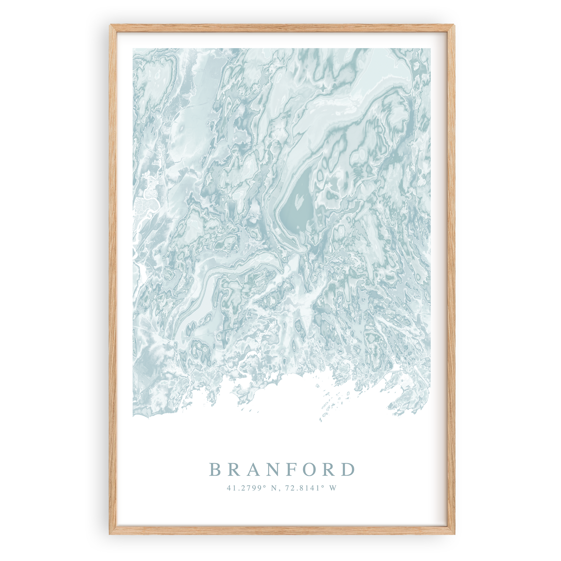 branford connecticut map print in wood frame