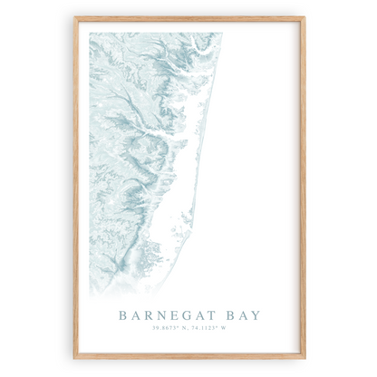 barnegat bay new jersey map print in wood frame