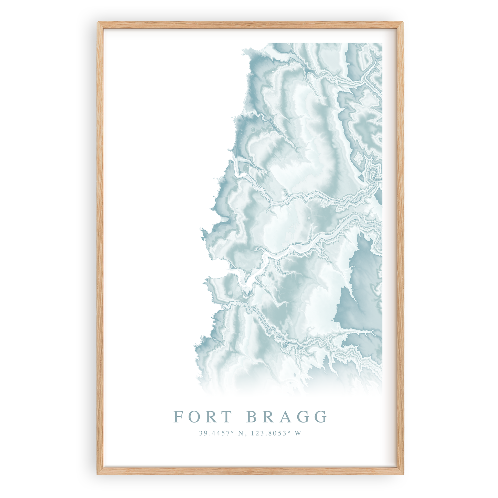 fort bragg california map print in wood frame