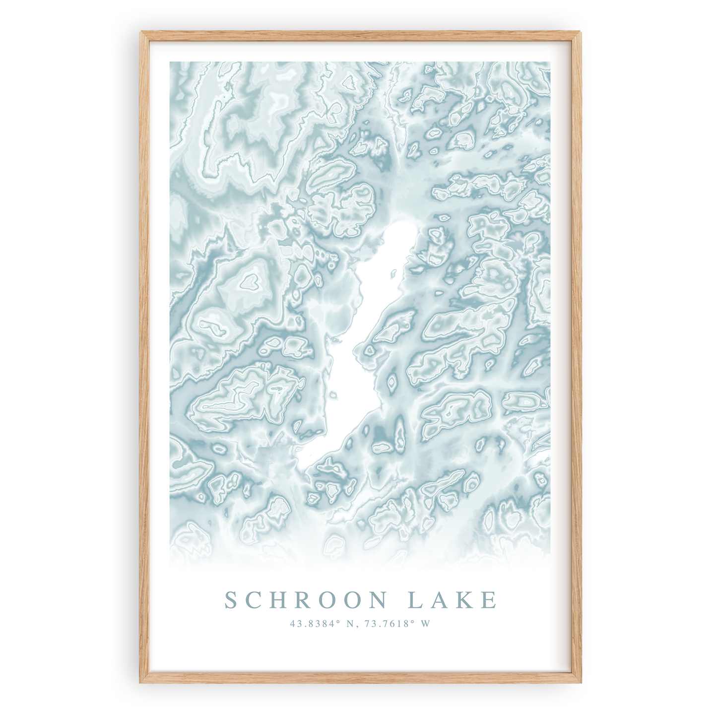 schroon lake new york map print in wood frame