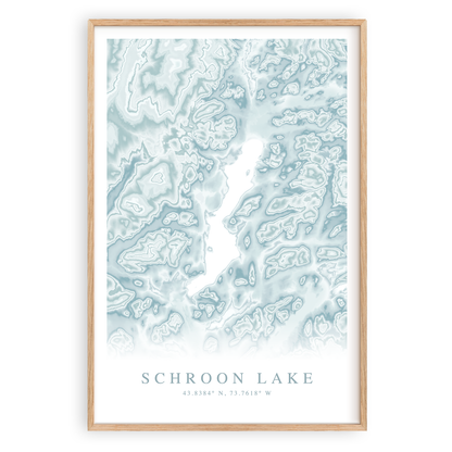 schroon lake new york map print in wood frame