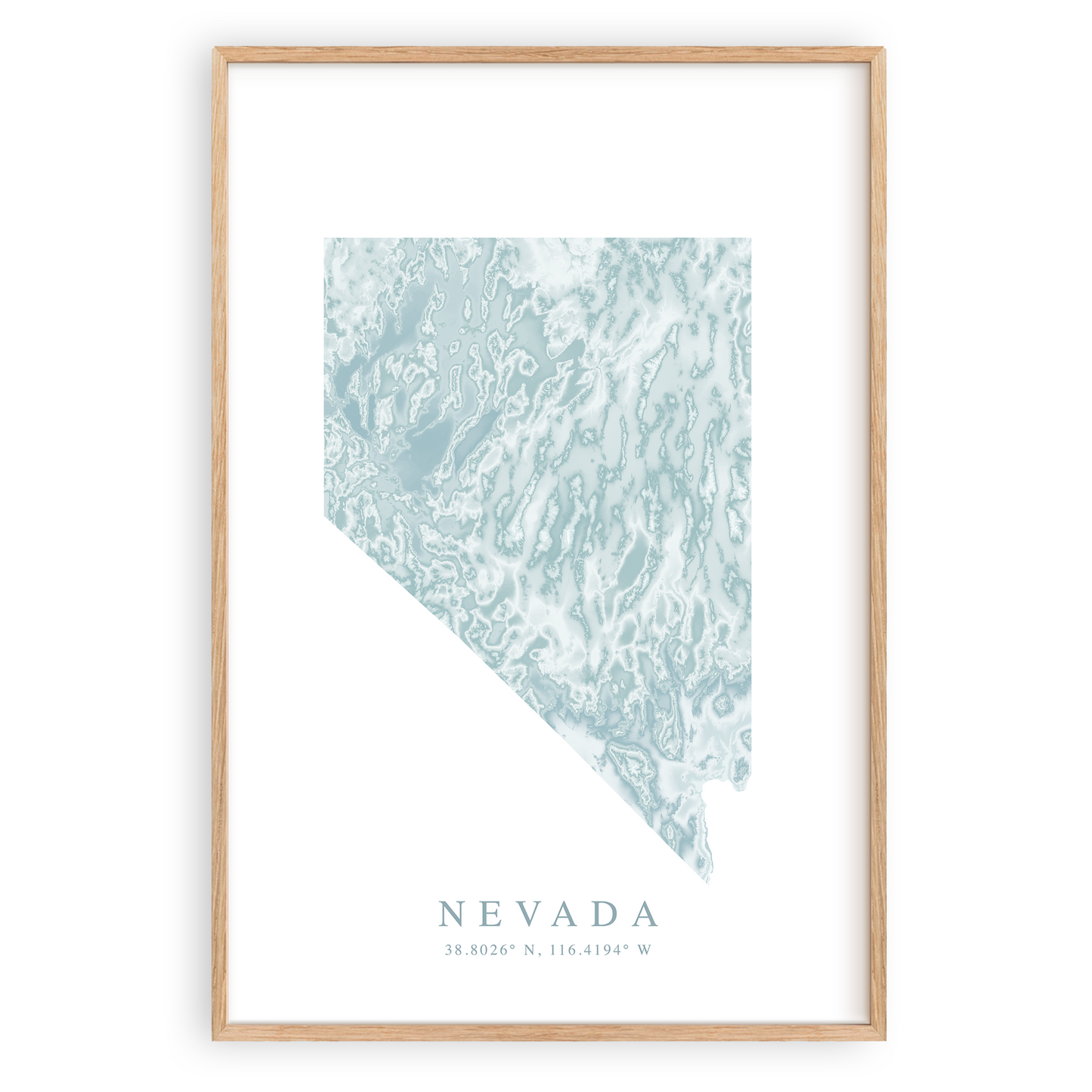 nevada map poster in wood frame