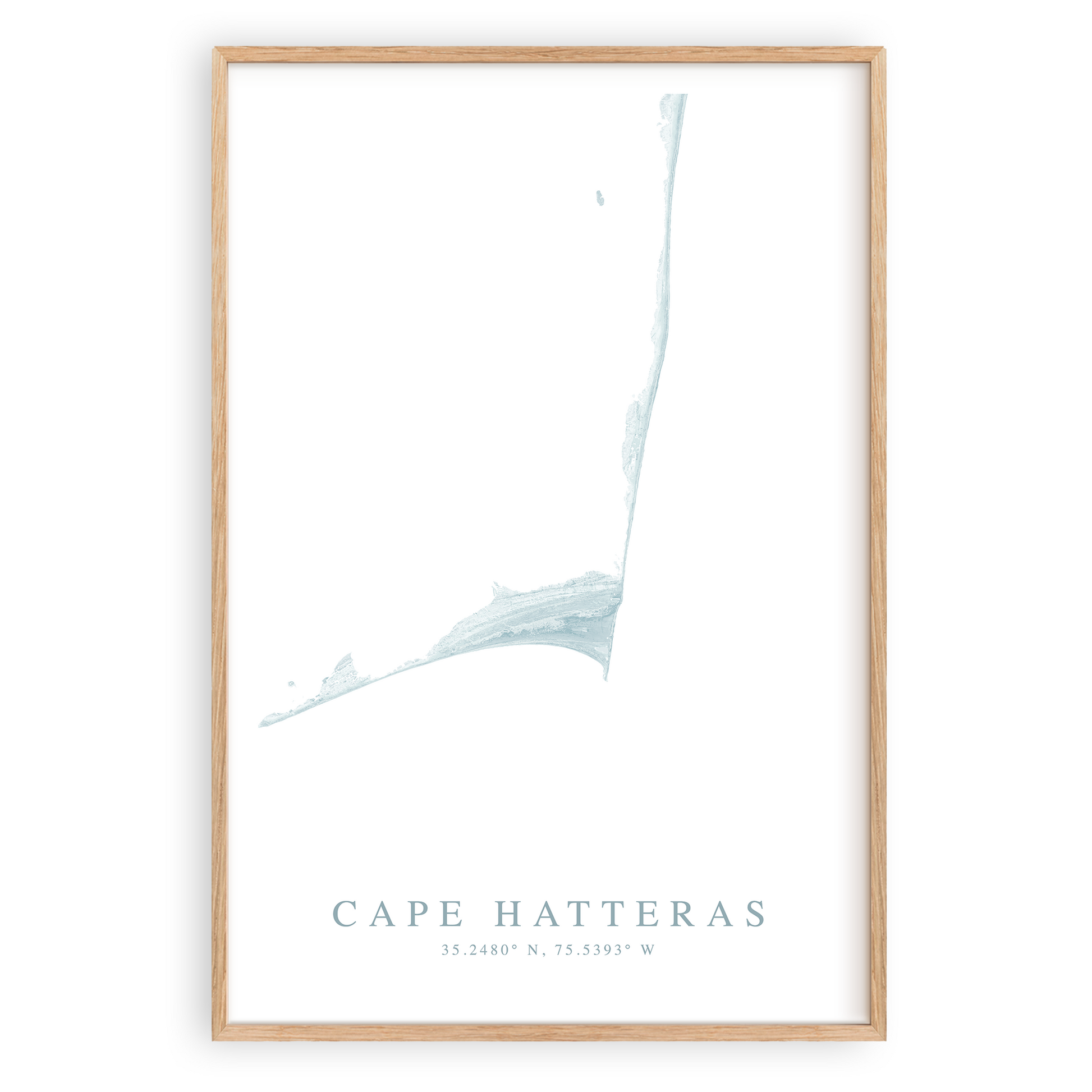 cape hatteras north carolina map print in wood frame