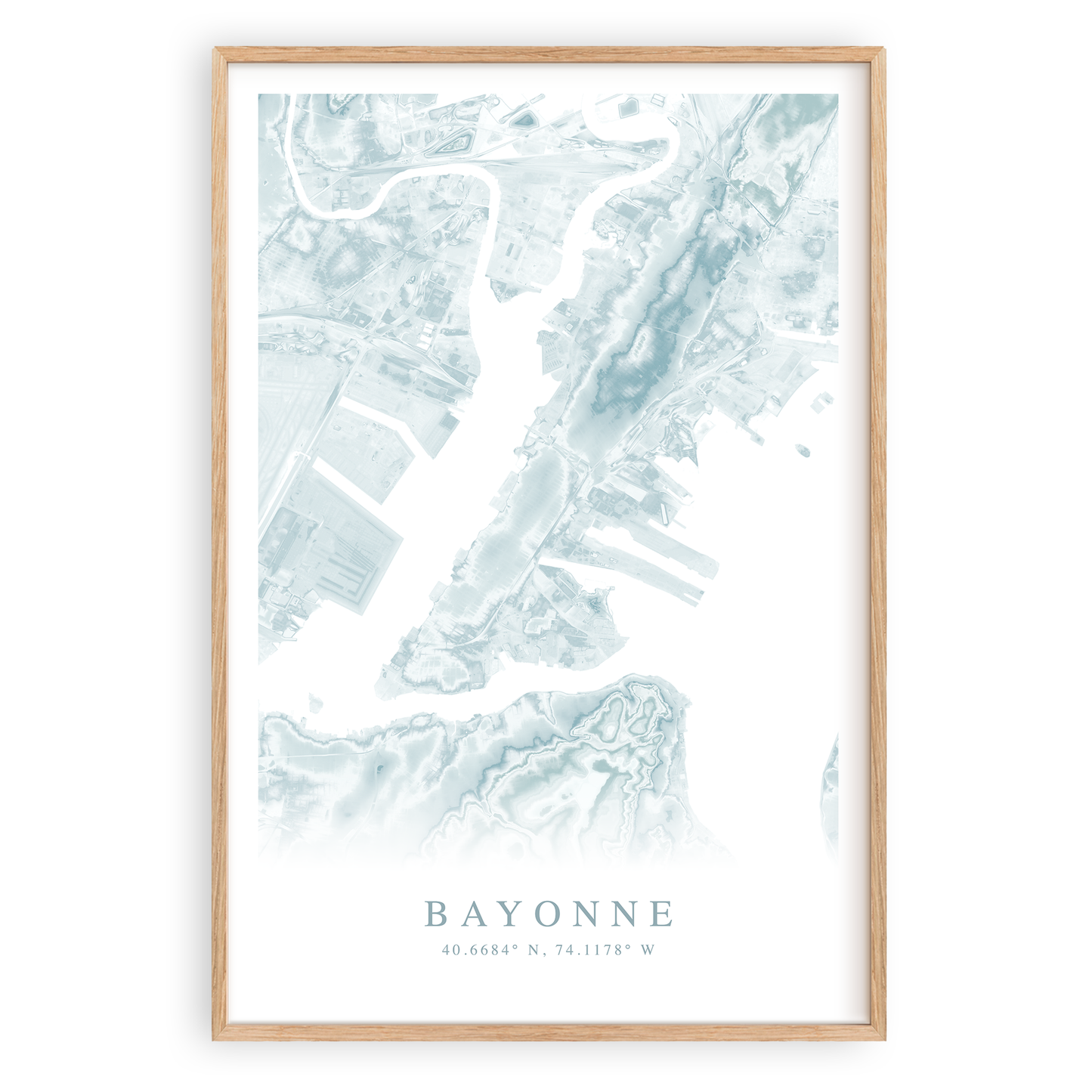 bayonne new jersey map print in wood frame