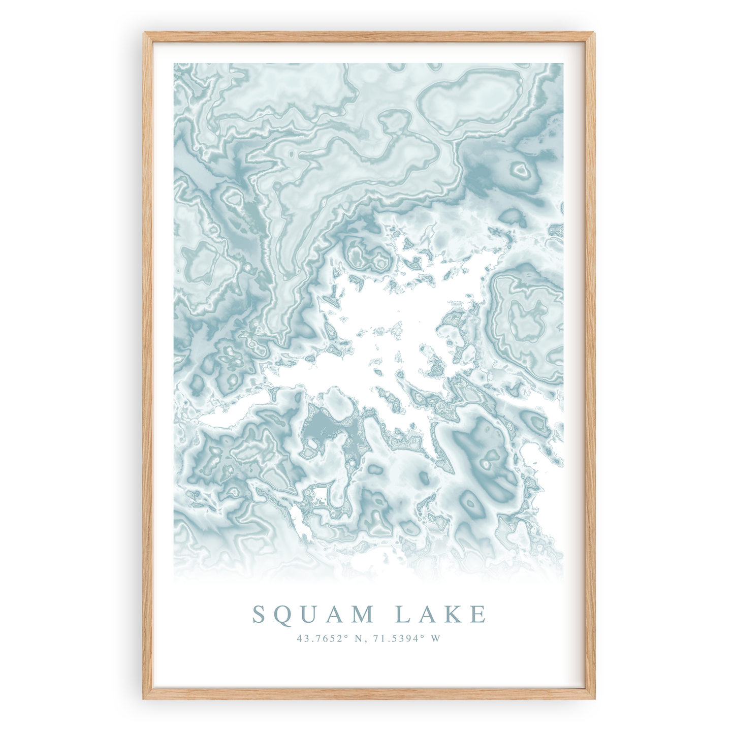 squam lake new hampshire map print in wood frame