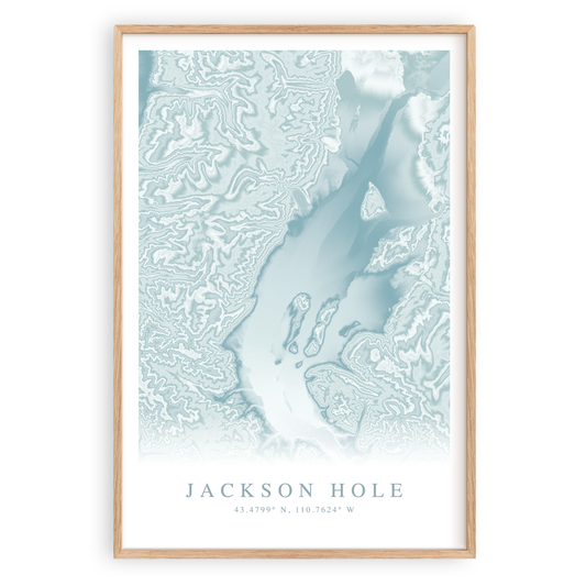 jackson hole wyoming map print in wood frame