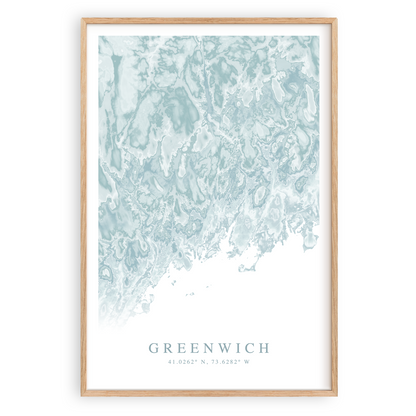 greenwich connecticut map print