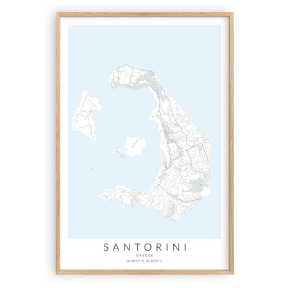 santorini greece map poster