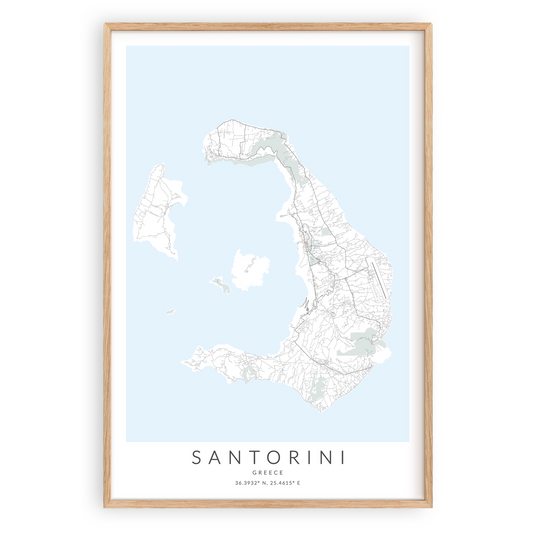 santorini greece map poster