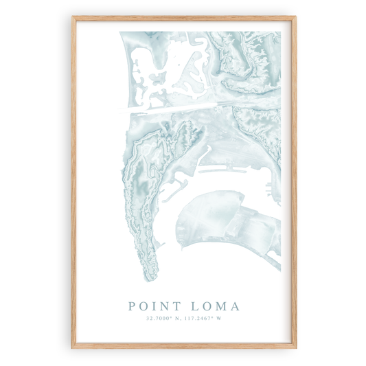 point loma california map print in wood frame
